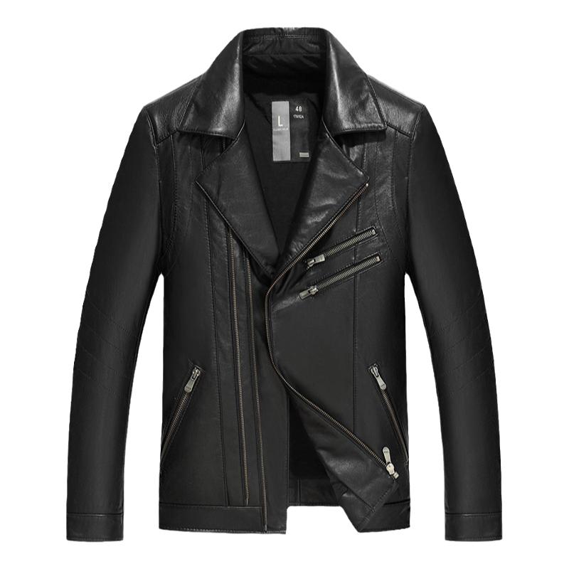 男装修身真皮牛皮机车服外套皮衣