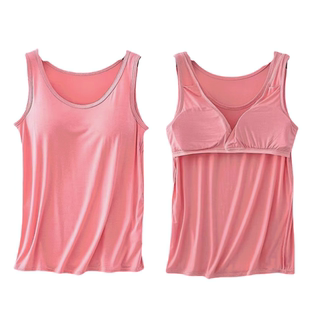 可拆卸罩杯宽松吊带背心莫代尔女夏季带胸垫插片式背心内衣打底衫