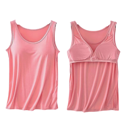 带胸垫插片式背心宽松莫代尔睡衣