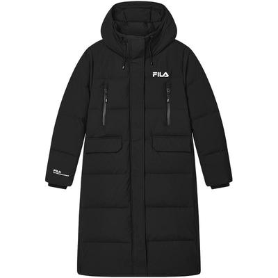 FILA斐乐女士长款羽绒服冬季防泼水防污防风运动宽松连帽保暖外套