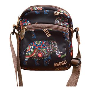 新款多夹层散步手机包牛津布竖款迷你斜挎小包宽肩带个性大象女包