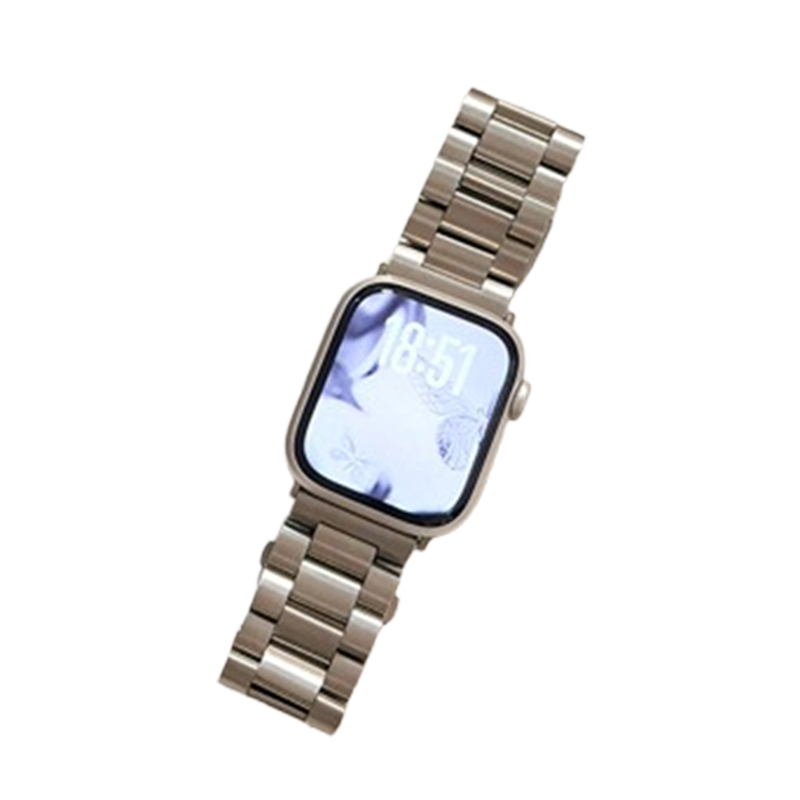 适用苹果手表表带applewatch手表带S10新款iWatch9金属10夏季S9运动表链S8小众SE女款S7夏天高级感不锈钢