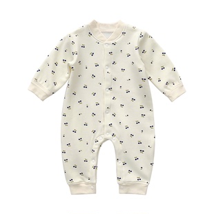 男童加绒开衫哈衣宝宝保暖加厚连体衣爬服新生婴儿秋冬装外穿睡衣