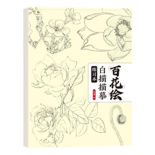 百花绘白描练习册 工笔画入门描红本 勾线笔毛笔画自学零基础 国画临摹画帖白描画本线描底稿本
