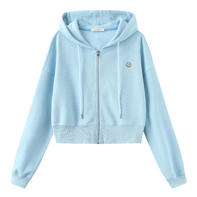 CUBIC宽松截短款连帽开衫卫衣