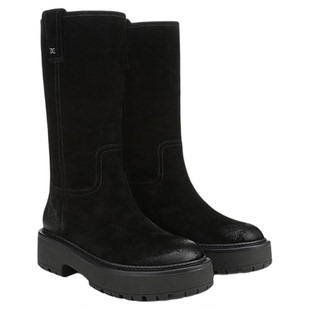 SAM EDELMAN山姆爱德曼冬季新中高筒厚底骑士皮靴黑女BRODIE