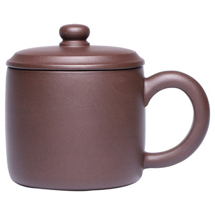 宜兴紫砂杯大容量带盖加厚中式家用茶杯盖泡茶水杯紫泥办公杯茶具