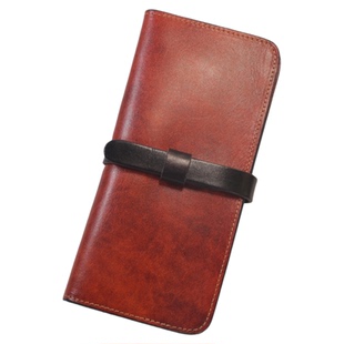 爱皮艺原创头层牛皮女士钱包手拿包女包手工缝线真皮钱包男士卡包