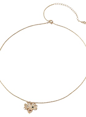 新款复古高级感s925银彩色锆石树叶吊坠项链女小众气质长款颈饰品