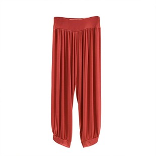 莫代尔休闲运动裤女高腰显瘦灯笼裤夏季薄款七分裤外穿纯色哈伦裤