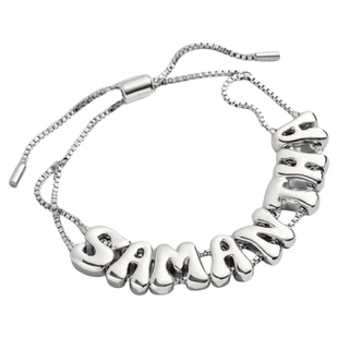 【银色光感滑块字母手链】TENCOO定制字母抽绳盒子链小众手饰