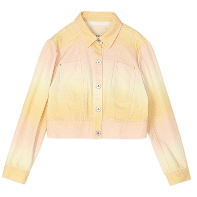 谜底渐变设计感图案时尚潮流纯棉短外套女士长袖上装223MW1208