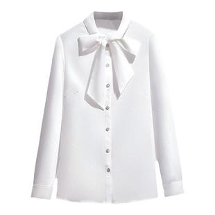 衬衫雪纺红色时尚上衣女时髦洋气衬衣女款2025新款爆款蝴蝶结上衣