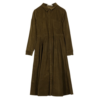 ZOLLE复古风灯芯绒长袖连衣裙