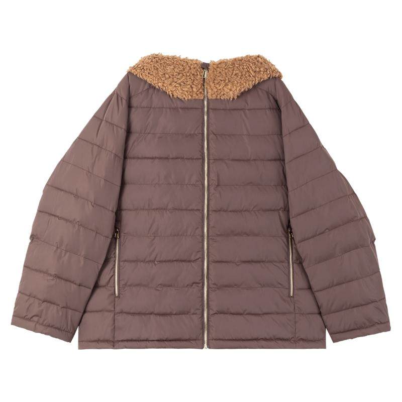 KEIKO小熊连帽绗线保暖短款棉服