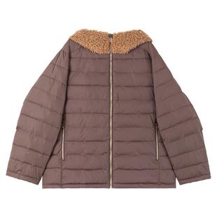 KEIKO 甜系小熊连帽排骨绗线棉服女25冬季轻量感保暖短款棉袄外套