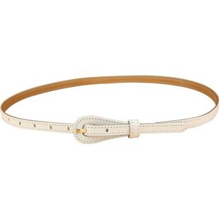 夏季腰带女头层牛皮真皮装饰简约百搭配裙子连衣裙白色休闲细皮带