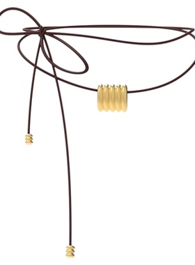 Céleste黑色皮绳多戴吊坠项链