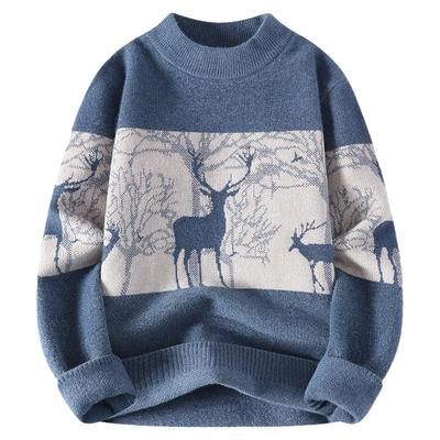 青少年冬季水貂绒毛衣12男孩学生装15岁加绒加厚16大童打底针织衫