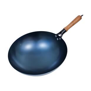 老式锻打铁锅家用无涂层炒菜锅明火燃气灶专用32cm熟铁锅已开锅