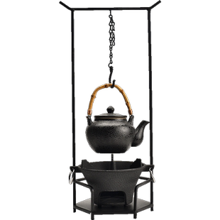 陶迷新中式围炉煮茶器套装可调节铁架钩子茶室吊壶烧水提梁壶炭炉