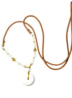 天然猛犸象牙平安扣款吊坠 男女款文玩猛犸牙扣子挂坠毛衣链饰品