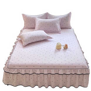 2026年床裙单件四季通用纯色水洗棉床笠遮丑下摆花边款公主风床罩