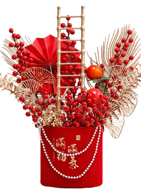 年宵花仿真发财果福桶抱抱桶摆件