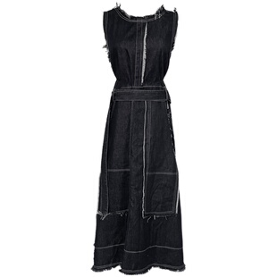 陆与山屿秋装2025年新款裙子冷淡风女装气质高级感无袖牛仔连衣裙