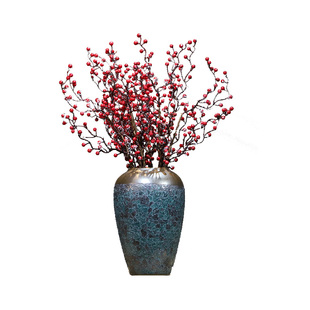 新中式禅意陶瓷花瓶仿真发财果摆件现代客厅家居玄关电视柜装饰品