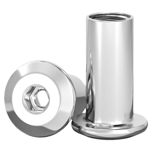 304不锈钢平头倒边家具内六角对锁螺母对接夹板螺帽M3M4M5M6M8M10