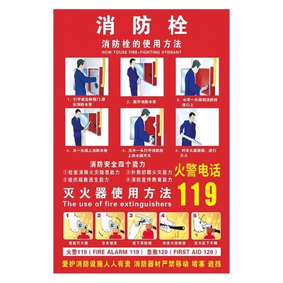 消防栓使用方法贴纸灭火器标识