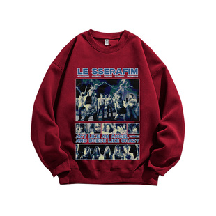 韩女团爱豆Lesserafim粉丝应援周边kpop百搭重磅纯棉卫衣男女同款