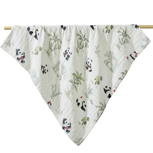 婴儿纱布盖毯纯棉浴巾新生宝宝秋冬季盖单冬天被子儿童专用小毯子