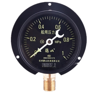 杭州鹳山Y100T船用压力表径向带边夜光船用表1.6MPa真空鹤山YC150