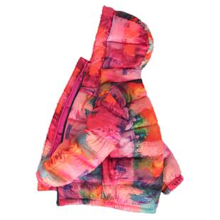 手绘晕染女童羽绒服儿童新国标90白鸭绒加厚短款连帽面包服绒衣冬