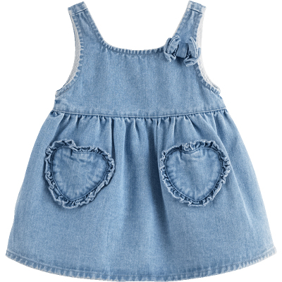 马克珍妮女童爱心牛仔吊带裙宝宝纯棉连衣裙2026年春装新款250200