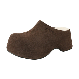 MILLIE'S/妙丽厚底勃肯鞋女2026新款秋冬加绒保暖棉鞋一脚蹬女鞋