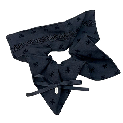 格雷系灰色~蝴蝶结方巾大肠发圈女高级感大号丸子头方形头绳发饰