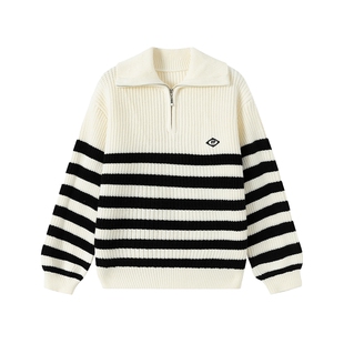 青蛙王子男童毛衣polo翻领针织衫中大童针织毛衫高领条纹上衣