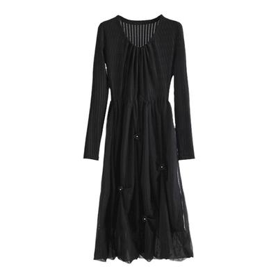 网纱小众设计不规则打底连衣裙