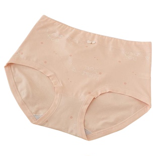 普利诗新款女士内裤匹马棉透气10A抑菌印花中高腰三角裤2条装