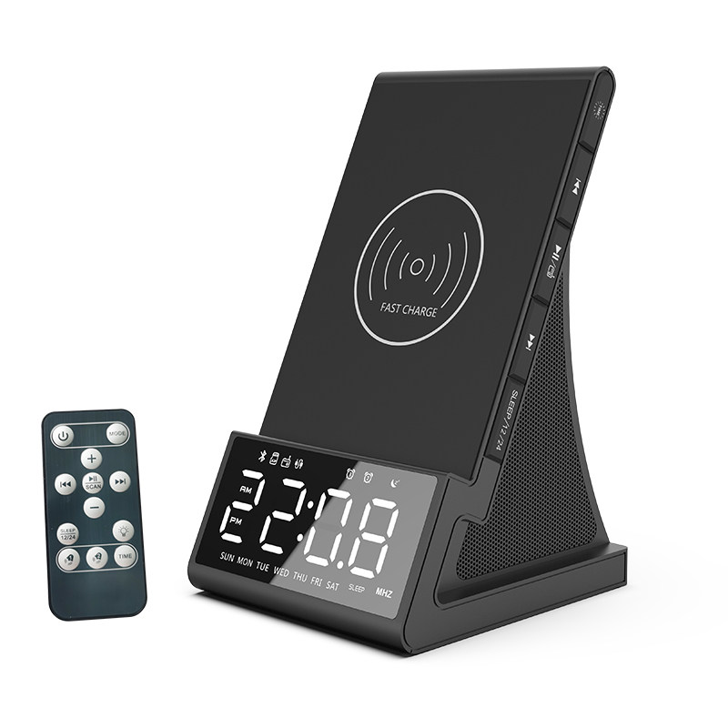MOZUO X7蓝牙音箱闹钟多功能手机无线充电桌面家用时钟收音机音响