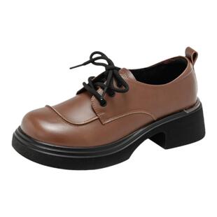 奥康女鞋 春秋百搭时尚系带英伦风小皮鞋复古休闲通勤乐福鞋