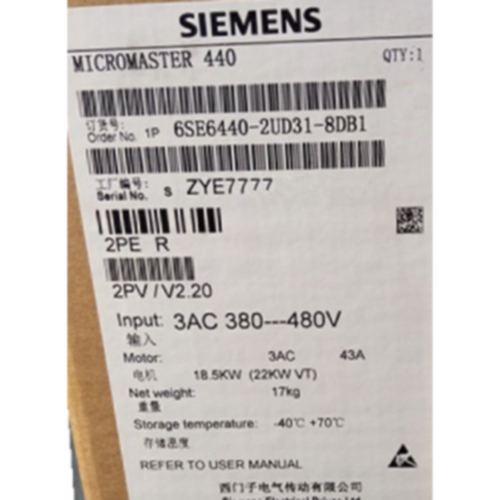 议价西门子6SE6440-2UD31-8DA1 MM440变频器18.5KW 6SE64402UD318