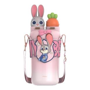 疯狂动物城朱迪尼克保温杯女生高颜值双饮吸管杯儿童学生水杯礼物