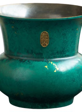归鸿黄铜茶洗水盂高端小号建水家用水洗缸复古笔洗茶渣缸茶具配件