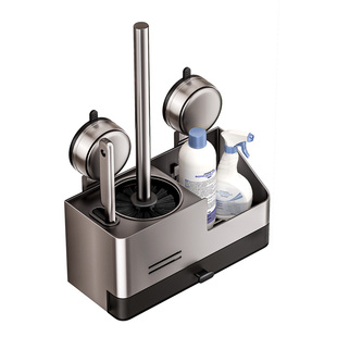 卫生间吸盘马桶刷置物架家用无死角免打孔壁挂式太空铝厕所刷子