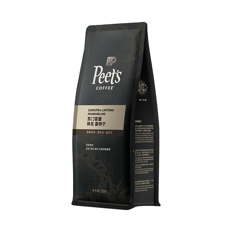 Peets皮爷单一产地苏门答腊林东曼特宁湿刨法处理深烘咖啡豆250g