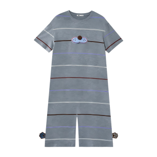 yso【酷猫系列】连体睡衣女夏睡裙可爱条纹家居服可外穿家居套装